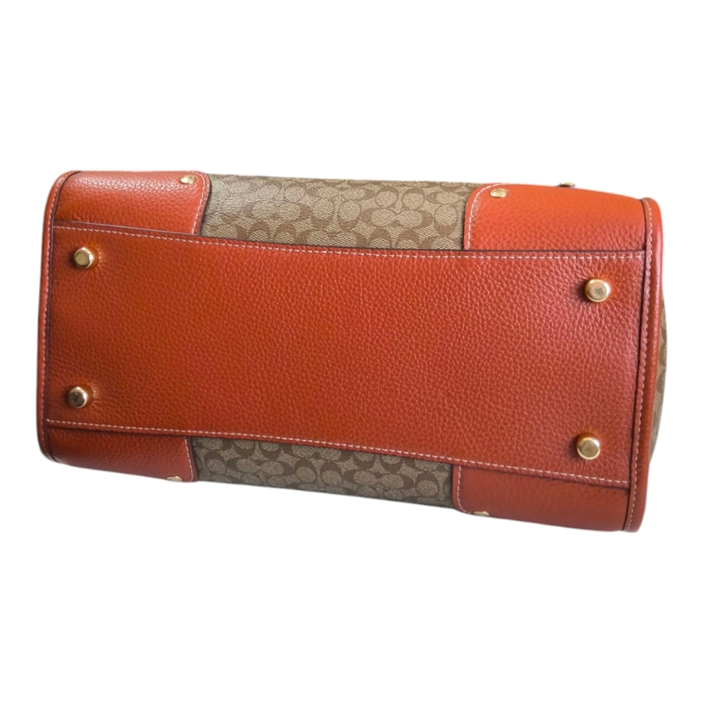 Coach Millie Satchel in Colorblock - Signature C Khaki and Terracotta - Picture 7 of 14